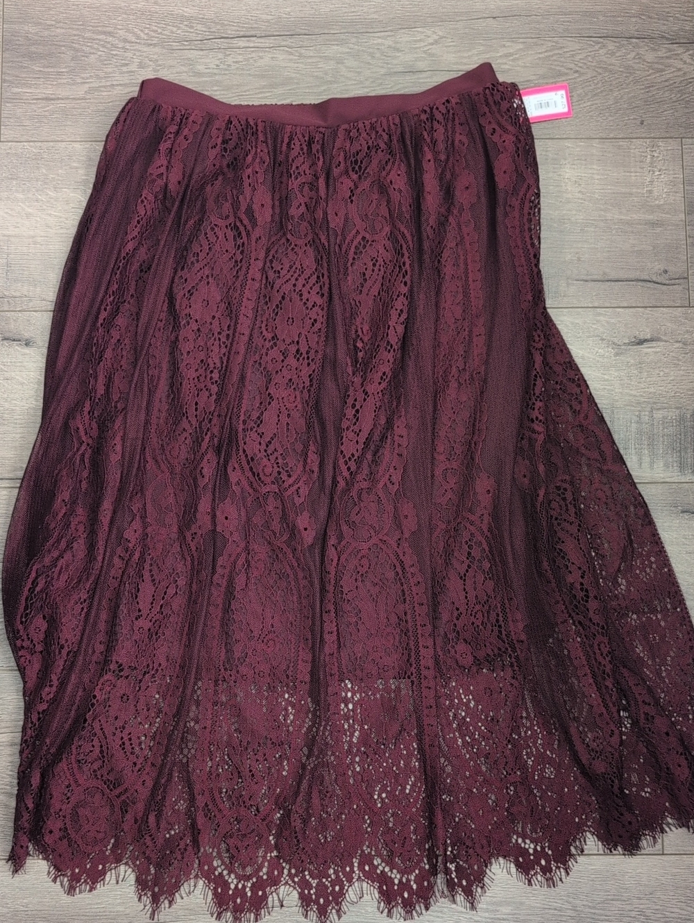 Xhilaration Burgundy Lace Midi Skirt